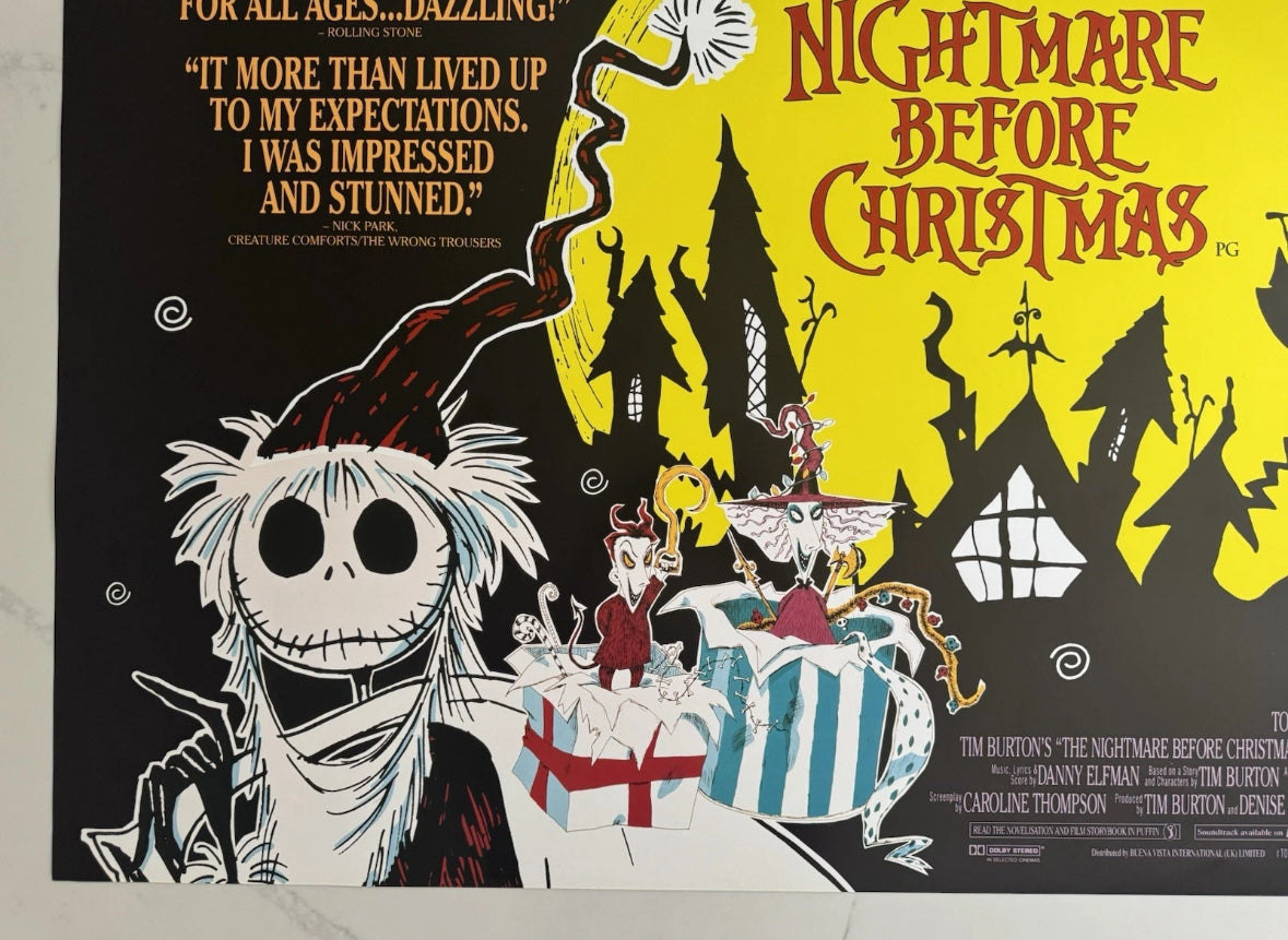 The Nightmare Before Christmas 1993 UK Quad Poster