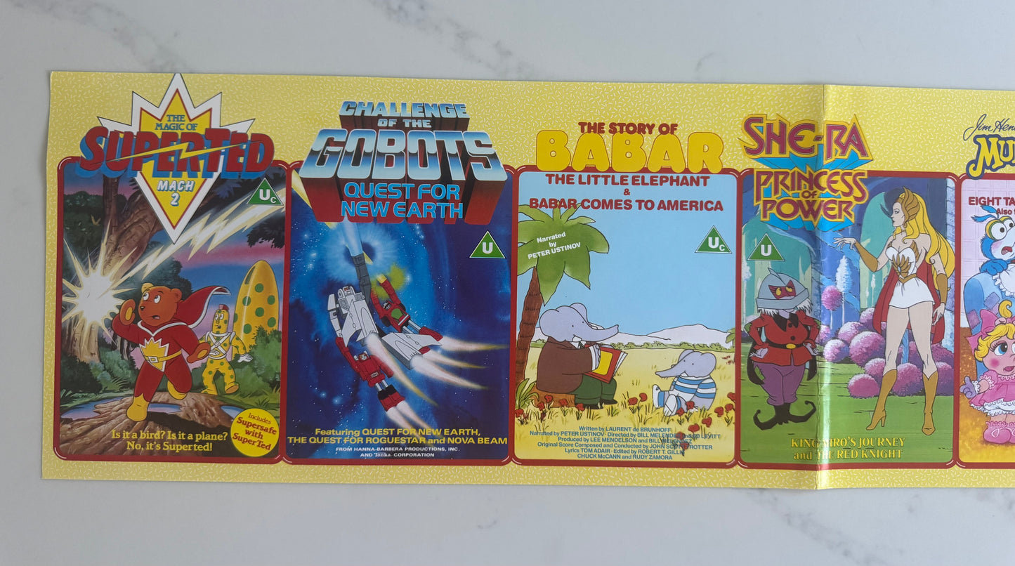 Rare Superted, Gobots, She-Ra, Muppets UK Video Poster 1980s