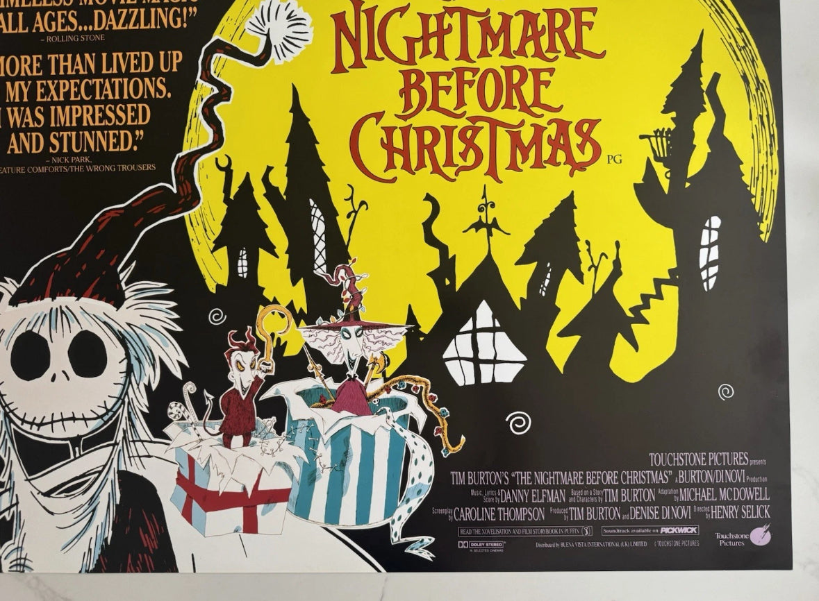 The Nightmare Before Christmas 1993 UK Quad Poster