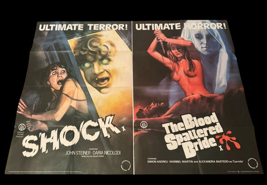 Shock and Blood Splattered Bride 1972 Grindhouse UK double bill Quad